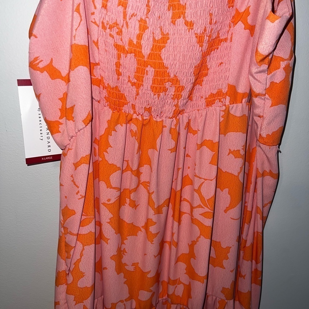 Orange and pink floral maxi dress with tags. xL